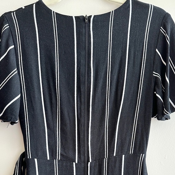 xhilaration Black and White Striped V-Neck Wrap Mini Dress, Size Small - Picture 15 of 16